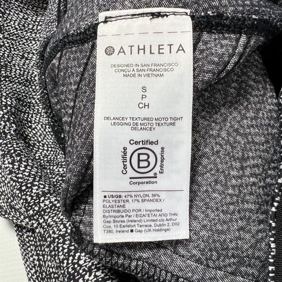 Athleta Delancey Textured Moto Tight SIZE S Heathered Black Zipper Hem Legging - Picture 11 of 11